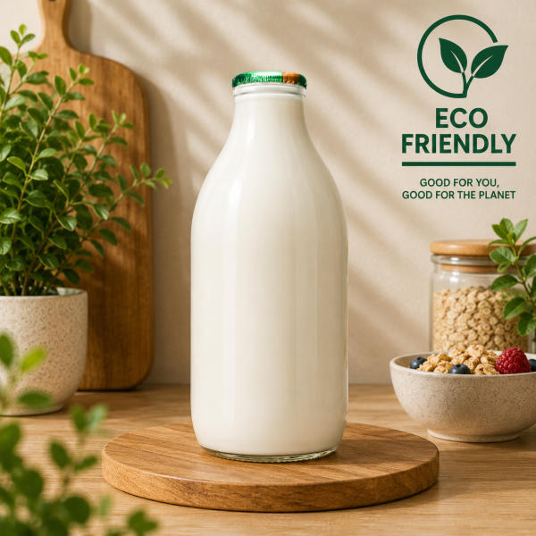 Pint Glass Organic Semi-Skimmed Milk